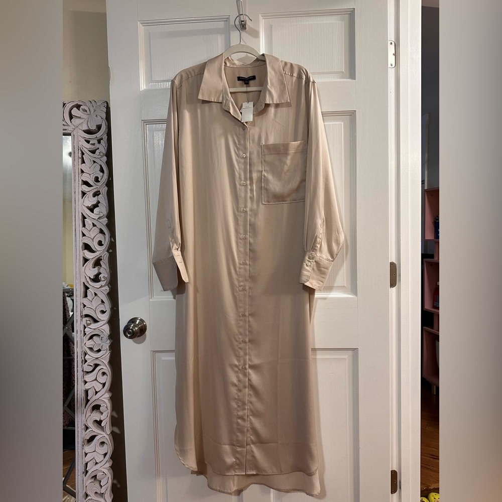 NWT Banana Republic Satin Shirt Dress